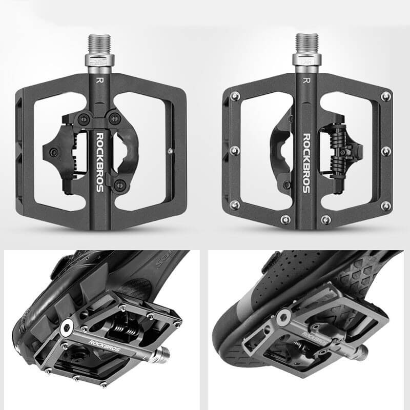 MTB Dual Function Pedals Clipless Flat Platform With Sealed Bearings