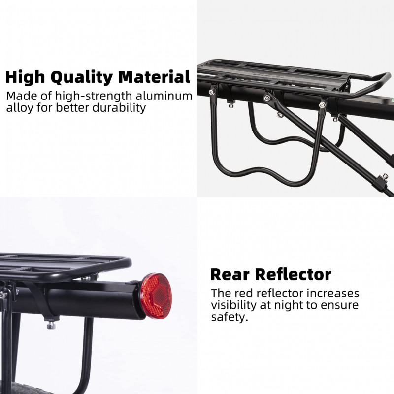 Mountain Bike Rear Pannier Carrier Cargo Rack with Quick Release